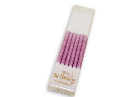 Obrázek Dortová svíčka se stojánkem bílo-růžová