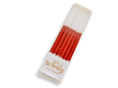 Obrázek Dortová svíčka se stojánkem bílo-červená