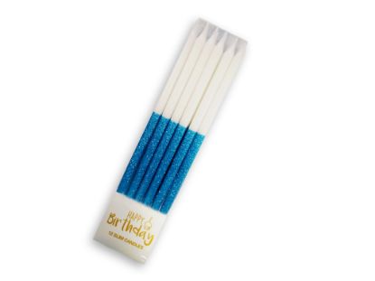 Obrázek Dortová svíčka se stojánkem bílo-tyrkysová
