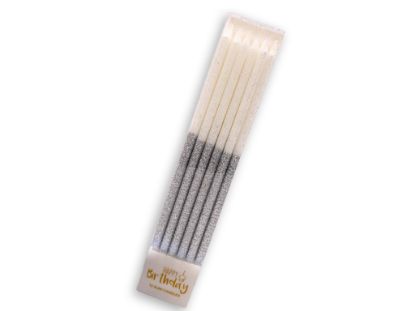 Obrázek Dortová svíčka se stojánkem bílo-stříbrná