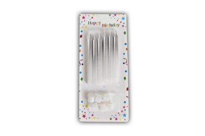 Obrázek Dortová svíčka metalická stříbrná